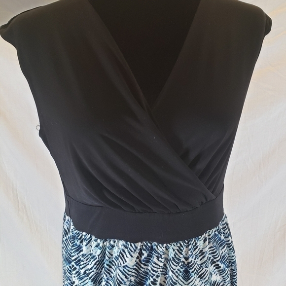 AB STUDIO Womens Black Blue White Aztec Print Maxi Dress Cross Over Neck… - Picture 4 of 7